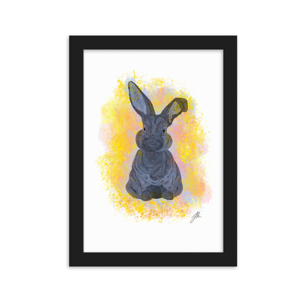 Yellow Bunny Framed matte paper poster