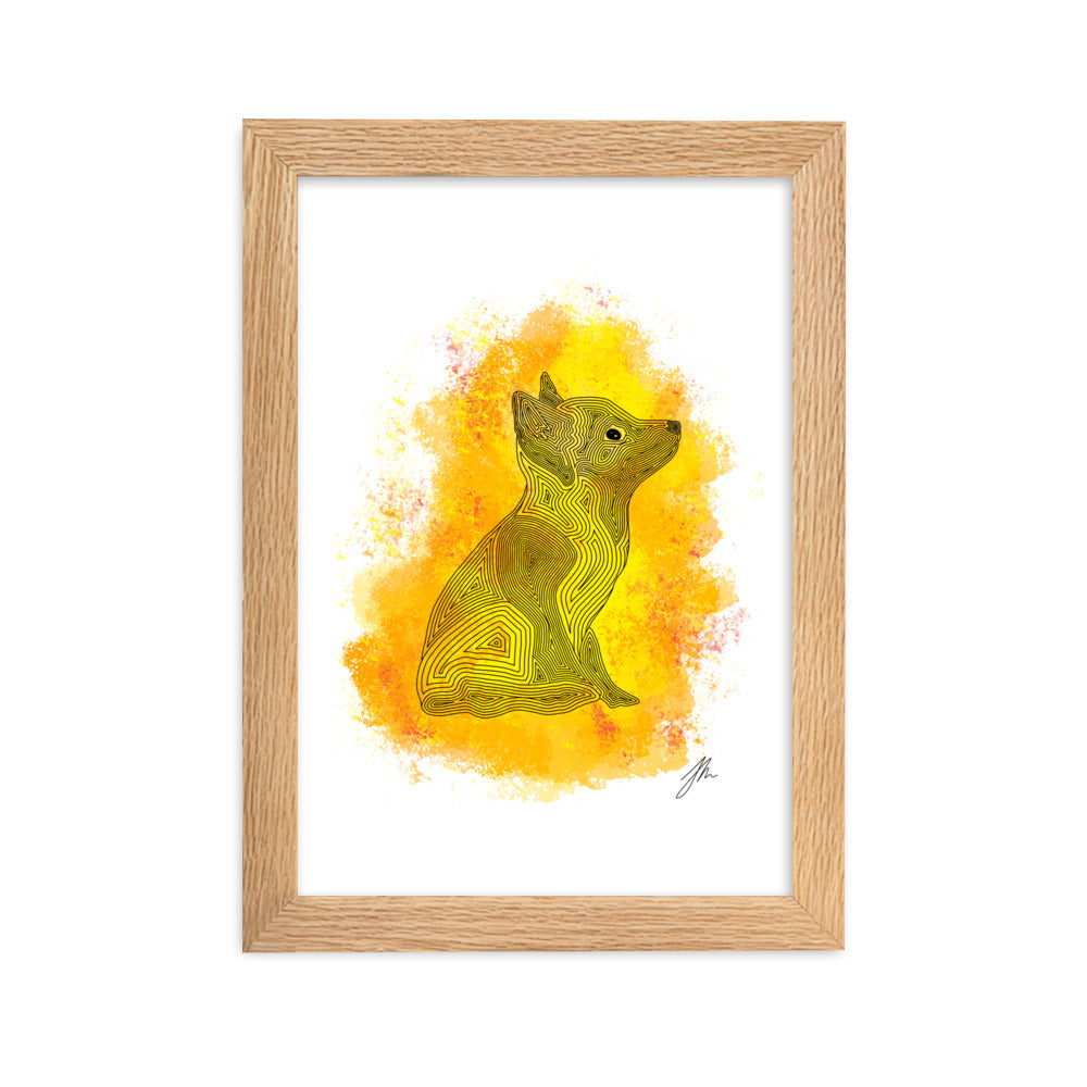 Yellow Fox Framed matte paper poster