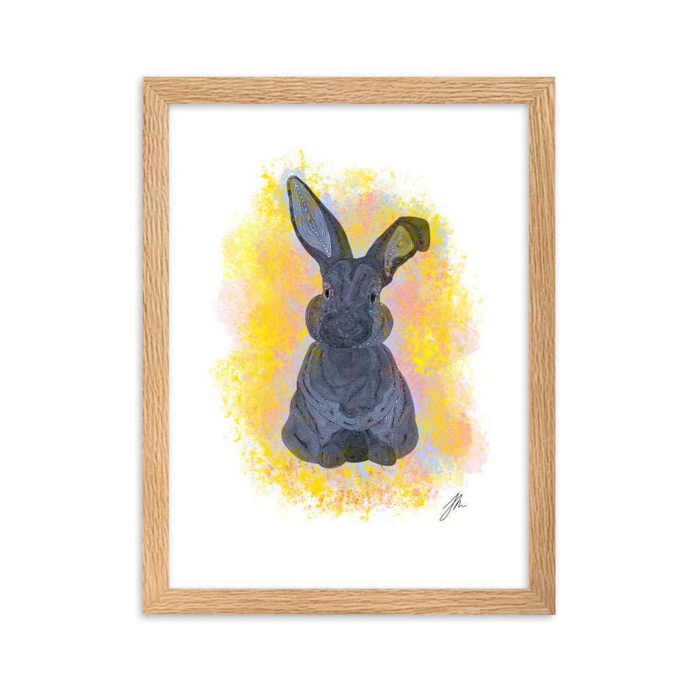 Yellow Bunny Framed matte paper poster