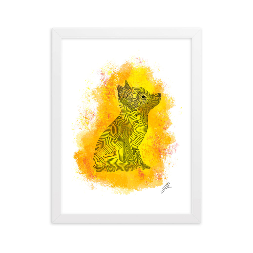 Yellow Fox Framed matte paper poster