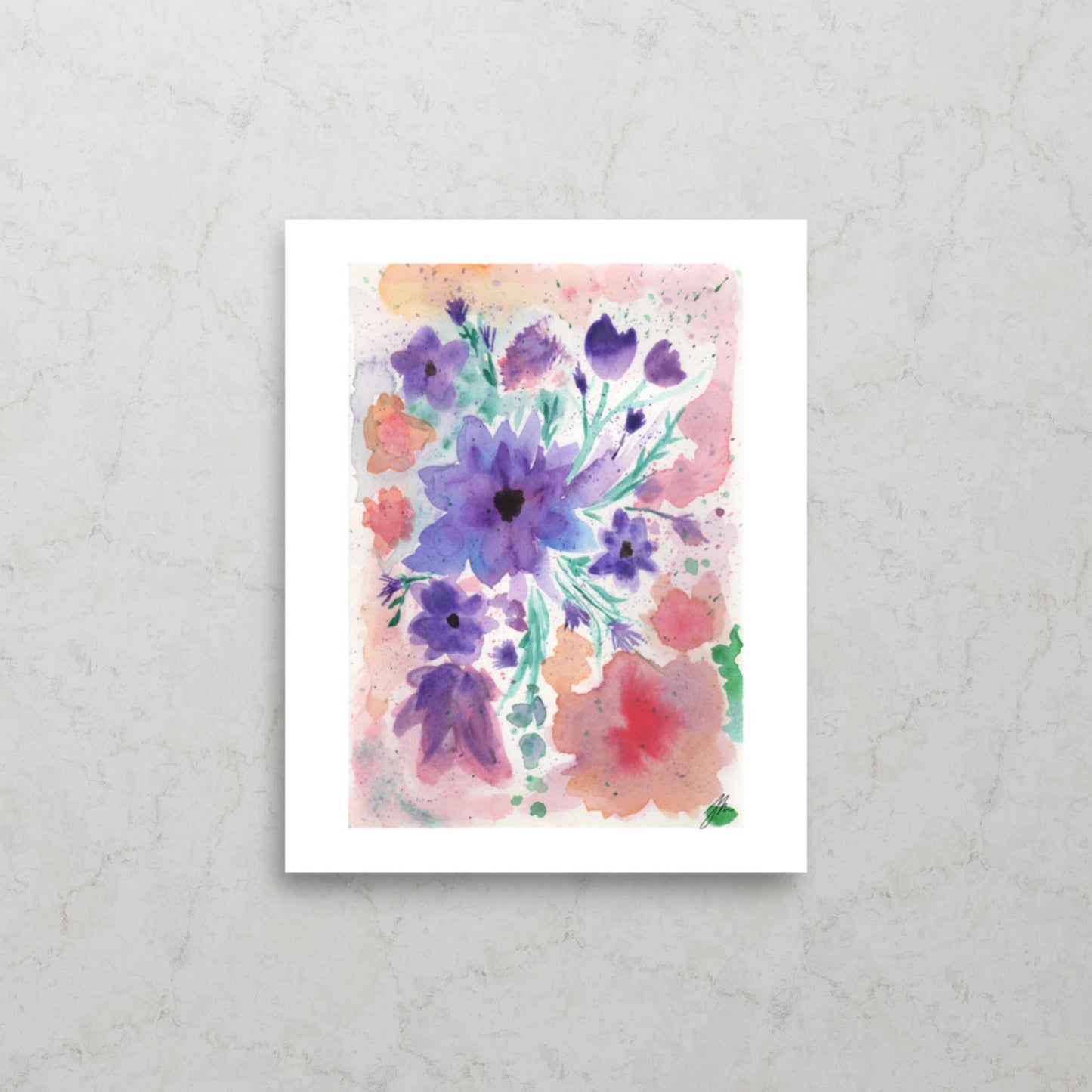 Purple Watercolour Flowers