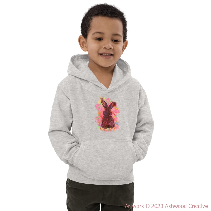 Red Bunny Kids Hoodie Heather Grey / Xs