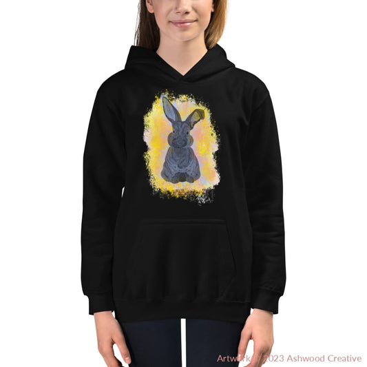 Yellow Bunny Kids Hoodie Jet Black / Xs