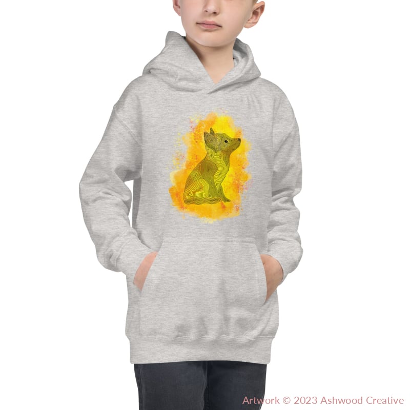 Yellow Fox Kids Hoodie Heather Grey / Xs