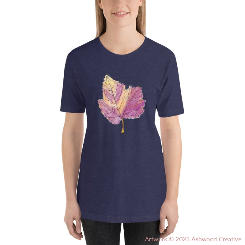 Purple Leaf Unisex T-Shirt Heather Midnight Navy / S