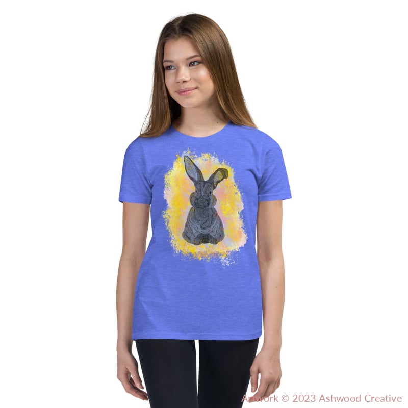 Yellow Bunny Youth Short Sleeve T-Shirt Heather Columbia Blue / S