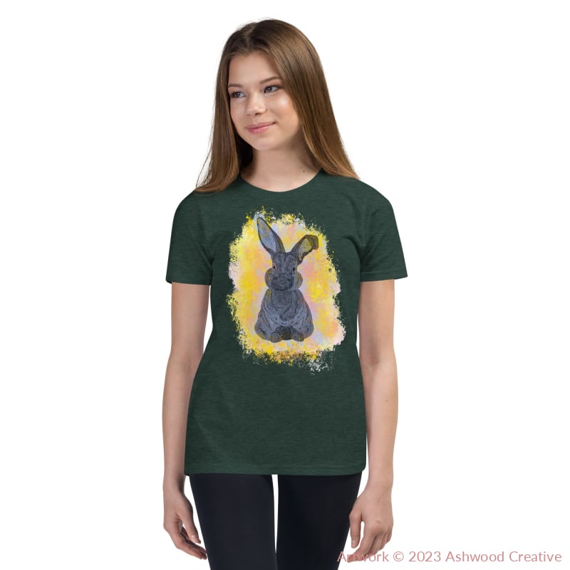 Yellow Bunny Youth Short Sleeve T-Shirt Heather Forest / S